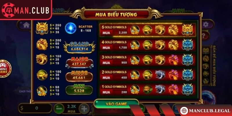 Bảng trả thưởng game Kho Báu Tứ Linh